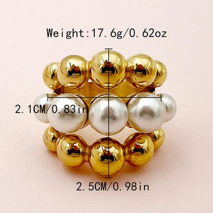 Wholesale Jewelry Elegant Classic Style Commute S Shape Heart Shape Bow Knot 304 Stainless Steel Artificial Pearls 14K Gold Plated Plating Inlay Rings