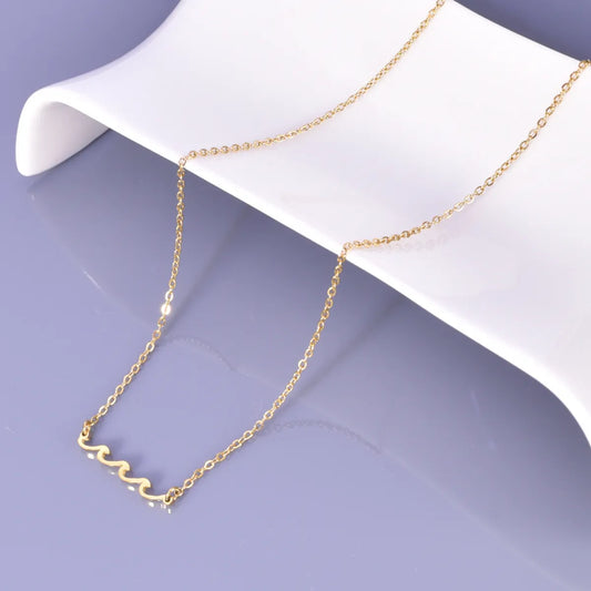 Wholesale Jewelry Elegant Classic Style Heart Shape Solid Color Bow Knot 304 Stainless Steel Titanium Steel 18K Gold Plated Plating Pendant Necklace