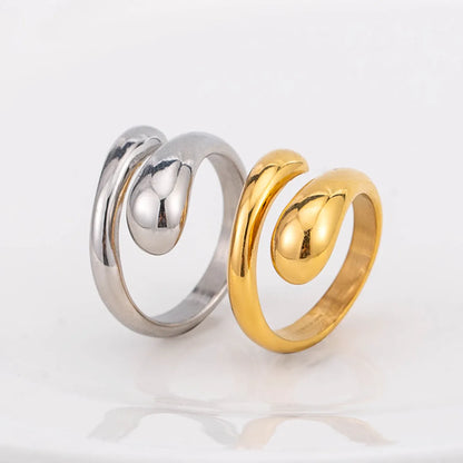 Wholesale Jewelry Elegant Classic Style Solid Color 304 Stainless Steel 18K Gold Plated Irregular Plating Open Rings