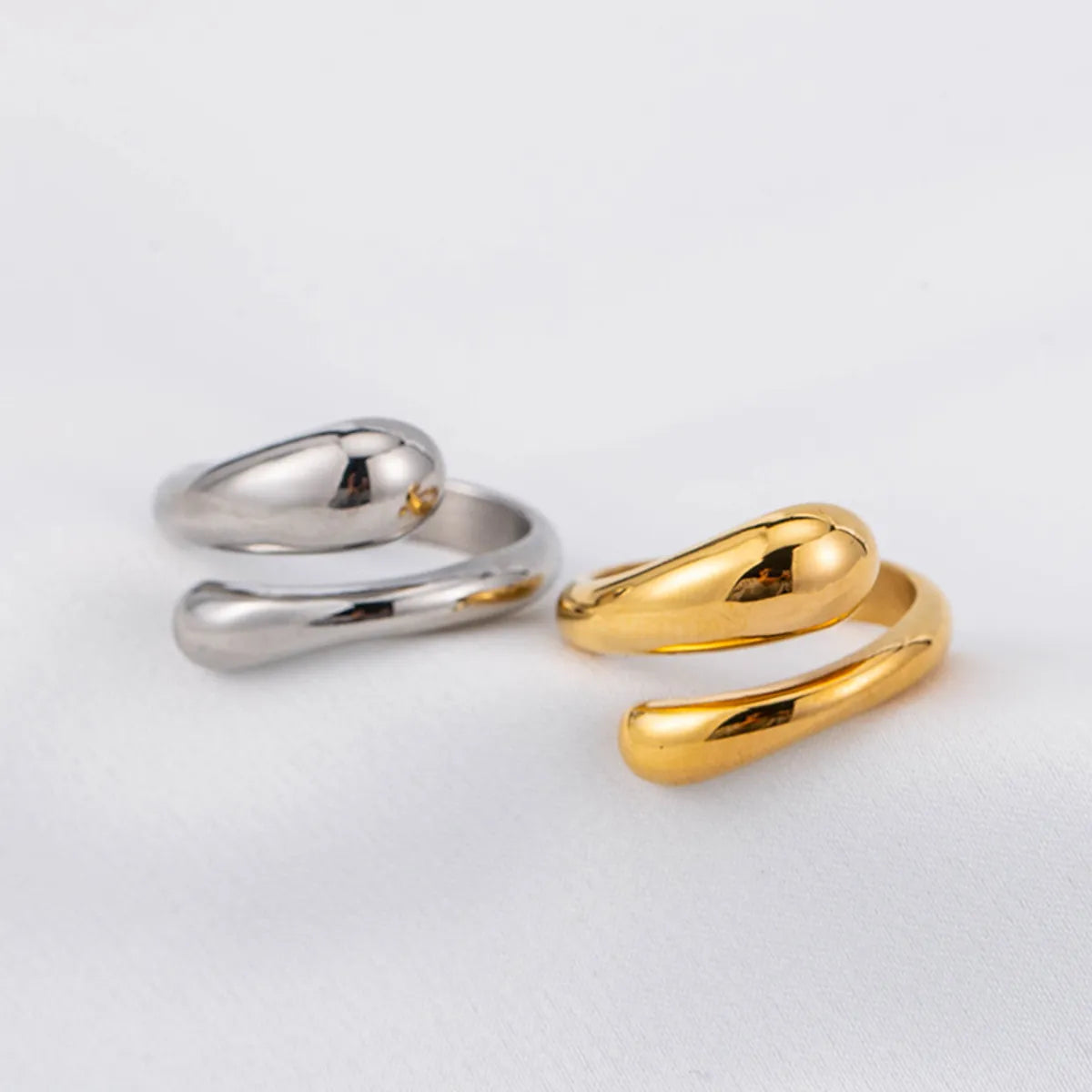 Wholesale Jewelry Elegant Classic Style Solid Color 304 Stainless Steel 18K Gold Plated Irregular Plating Open Rings