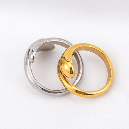 Wholesale Jewelry Elegant Classic Style Solid Color 304 Stainless Steel 18K Gold Plated Irregular Plating Open Rings