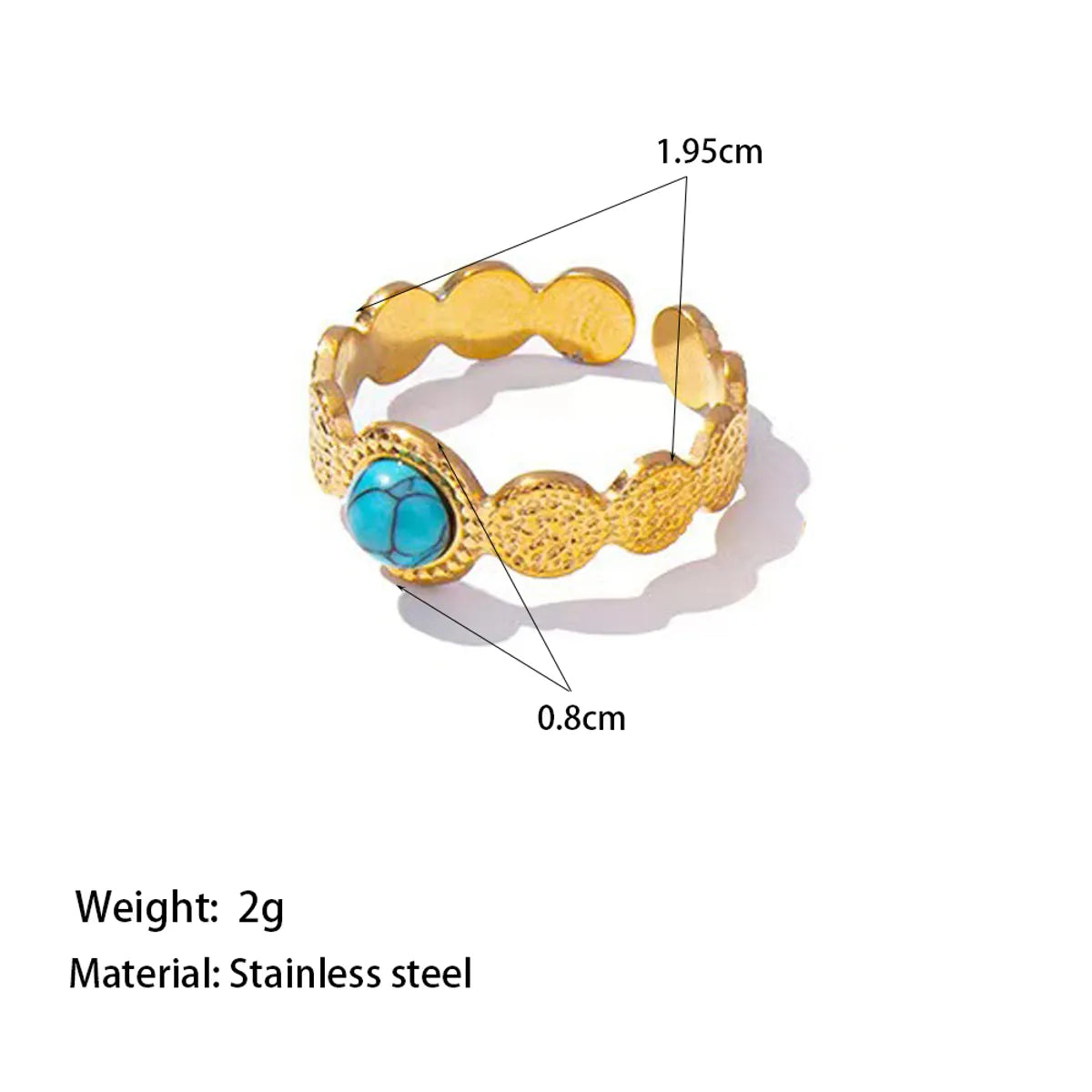 Wholesale Jewelry Elegant Classic Style Streetwear Star Moon 304 Stainless Steel Artificial Rhinestones Turquoise Resin 18K Gold Plated Polishing Plating Inlay Open Rings