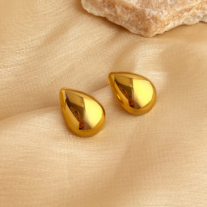 Wholesale Jewelry Elegant Classic Style Water Droplets 304 Stainless Steel 18K Gold Plated Rings Earrings