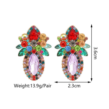 Wholesale Jewelry Elegant Classical Shiny Flower Alloy Artificial Crystal Inlay Ear Studs