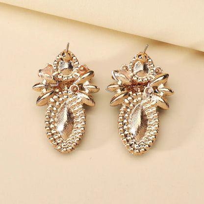 Wholesale Jewelry Elegant Classical Shiny Flower Alloy Artificial Crystal Inlay Ear Studs