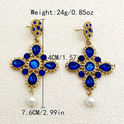 Wholesale Jewelry Elegant Classical Streetwear Geometric Round Water Droplets 304 Stainless Steel Artificial Pearls Zircon 14K Gold Plated Polishing Inlay Earrings Necklace Jewelry Set