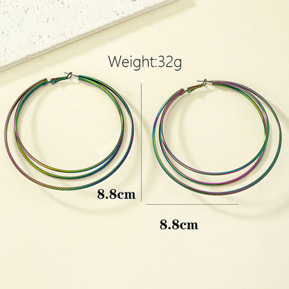 Wholesale Jewelry Elegant Color Block Alloy Ferroalloy Hoop Earrings