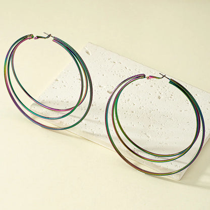 Wholesale Jewelry Elegant Color Block Alloy Ferroalloy Hoop Earrings