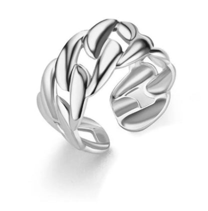 Wholesale Jewelry Elegant Cross Leaves Heart Shape Titanium Steel Open Rings