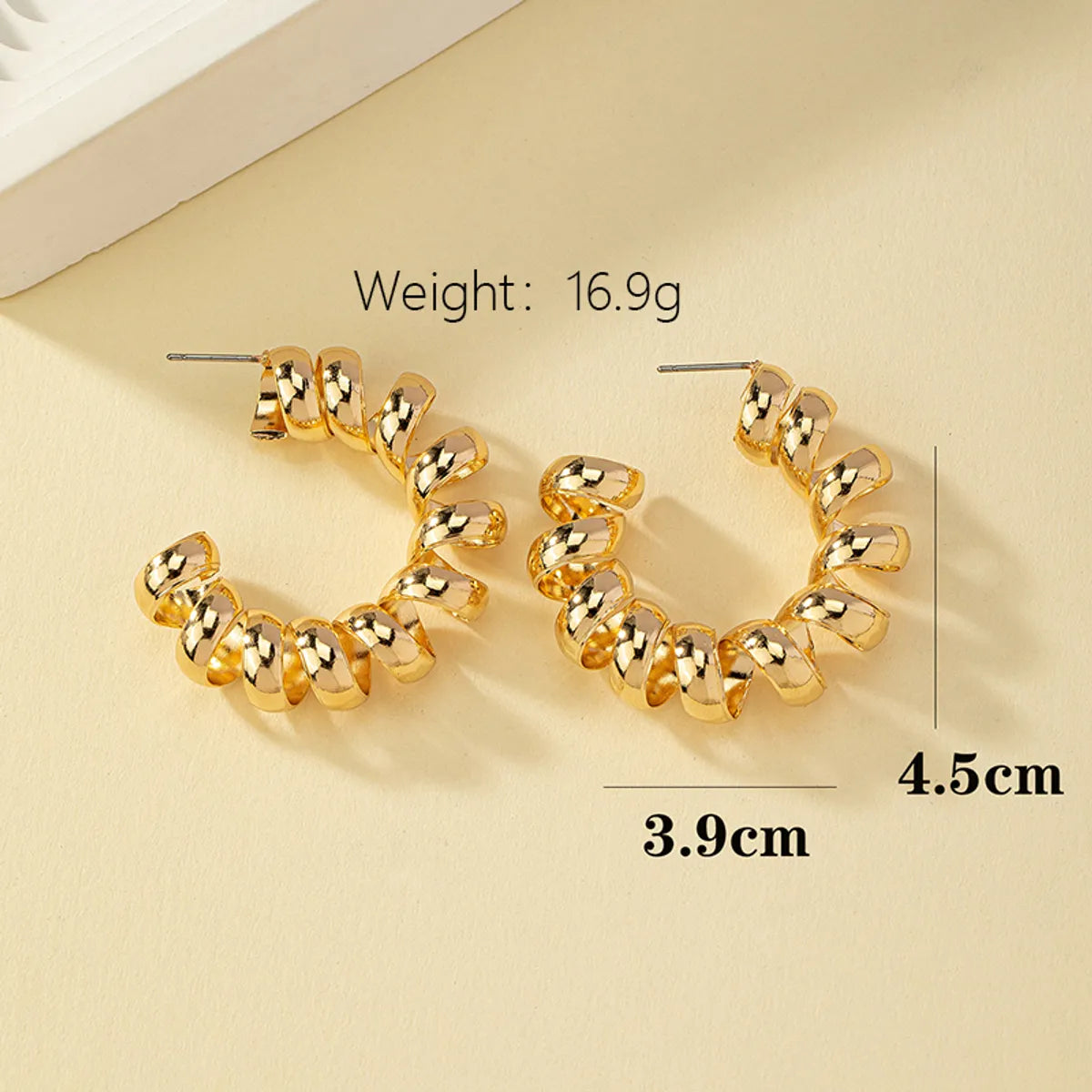 1 Piece Elegant Curve Plating Ferroalloy 14k Gold Plated Ear Studs