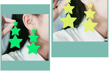 Wholesale Jewelry Elegant Cute Geometric Star Arylic Spray Paint Drop Earrings