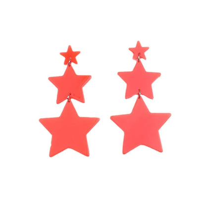 Wholesale Jewelry Elegant Cute Geometric Star Arylic Spray Paint Drop Earrings