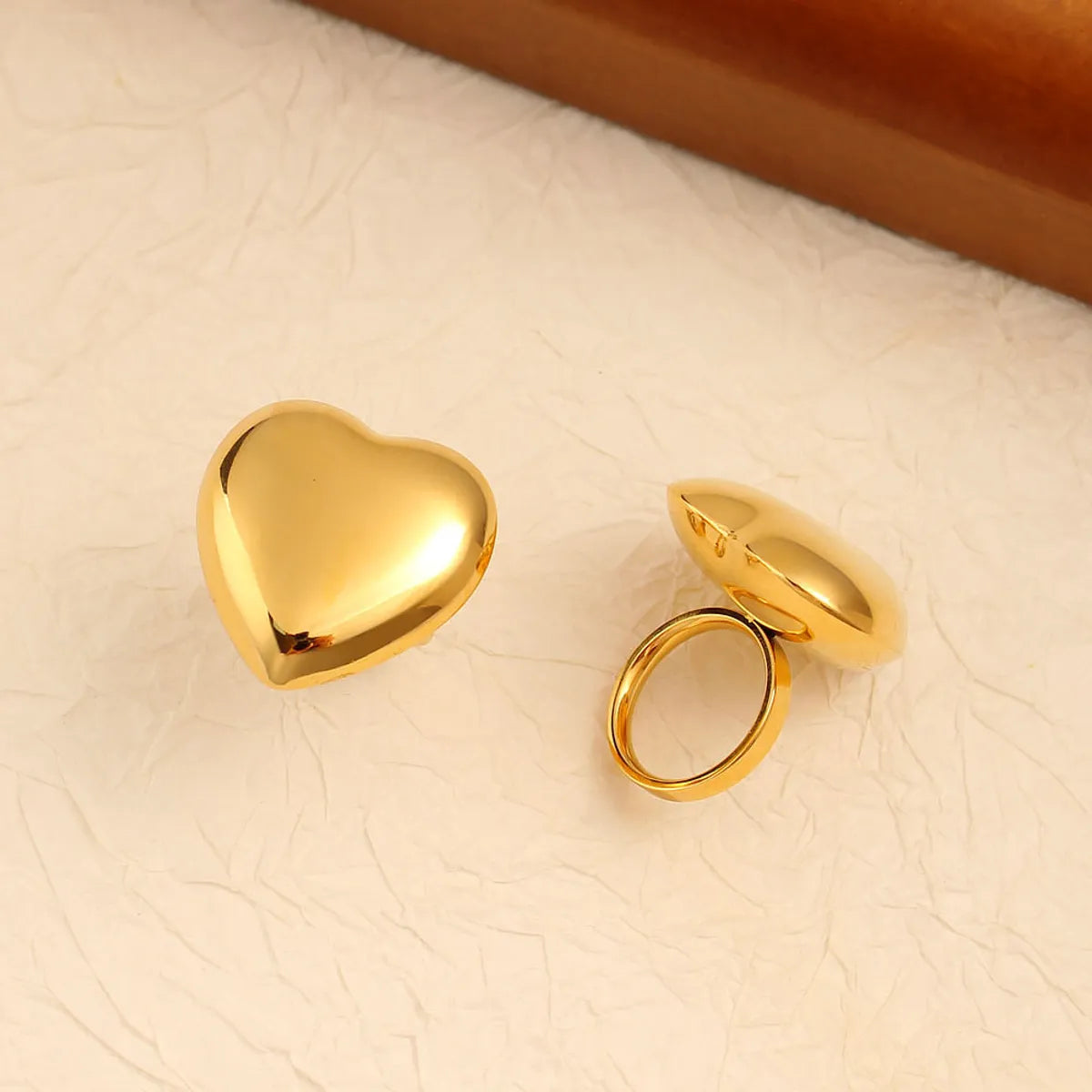 Wholesale Jewelry Elegant Cute Heart Shape 304 Stainless Steel 18K Gold Plated Rings