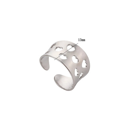 Wholesale Jewelry Elegant Cute Modern Style Heart Shape 304 Stainless Steel Gold Plated Hollow Out Open Rings