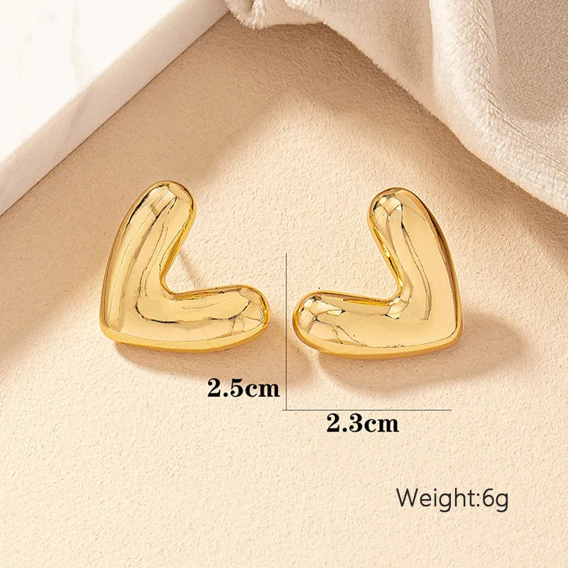 1 Pair Elegant Cute Romantic Heart Shape Irregular Plating Alloy Ferroalloy 14k Gold Plated Ear Studs