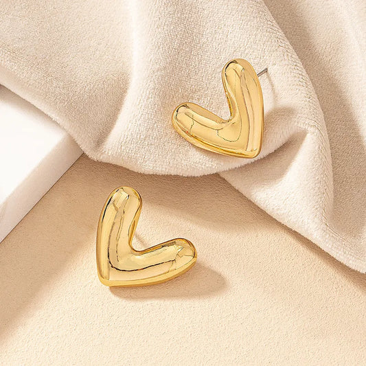 1 Pair Elegant Cute Romantic Heart Shape Irregular Plating Alloy Ferroalloy 14k Gold Plated Ear Studs