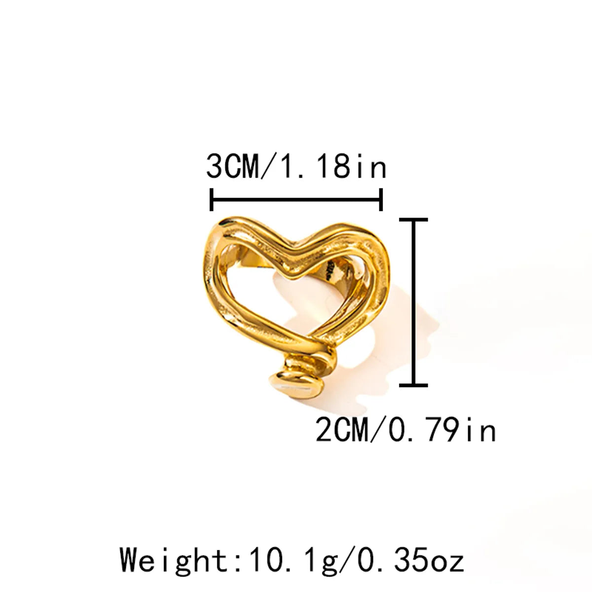 Wholesale Jewelry Elegant Cute Sweet Heart Shape 304 Stainless Steel 14K Gold Plated Hollow Out Rings