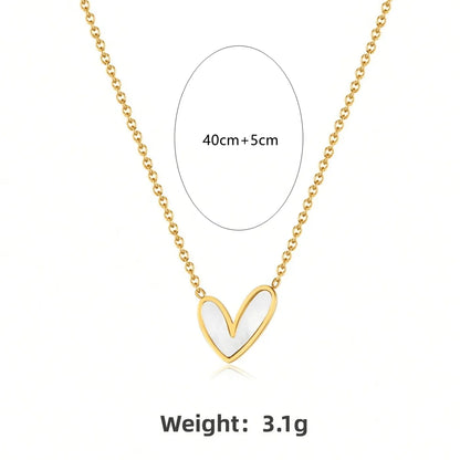 Wholesale Jewelry Elegant Cute Sweet Heart Shape 304 Stainless Steel Shell 18K Gold Plated Plating Inlay Earrings Necklace