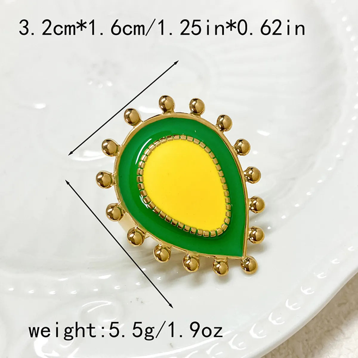 Wholesale Jewelry Elegant Cute Sweet Peacock Avocado Flower 304 Stainless Steel 14K Gold Plated Enamel Plating Rings