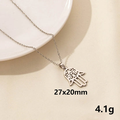 Wholesale Jewelry Elegant Devil'S Eye Palm 304 Stainless Steel Chain Pendant Necklace