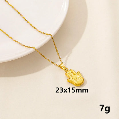 Wholesale Jewelry Elegant Devil'S Eye Palm 304 Stainless Steel Chain Pendant Necklace