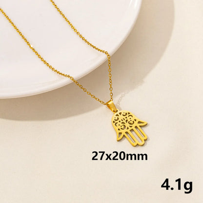 Wholesale Jewelry Elegant Devil'S Eye Palm 304 Stainless Steel Chain Pendant Necklace