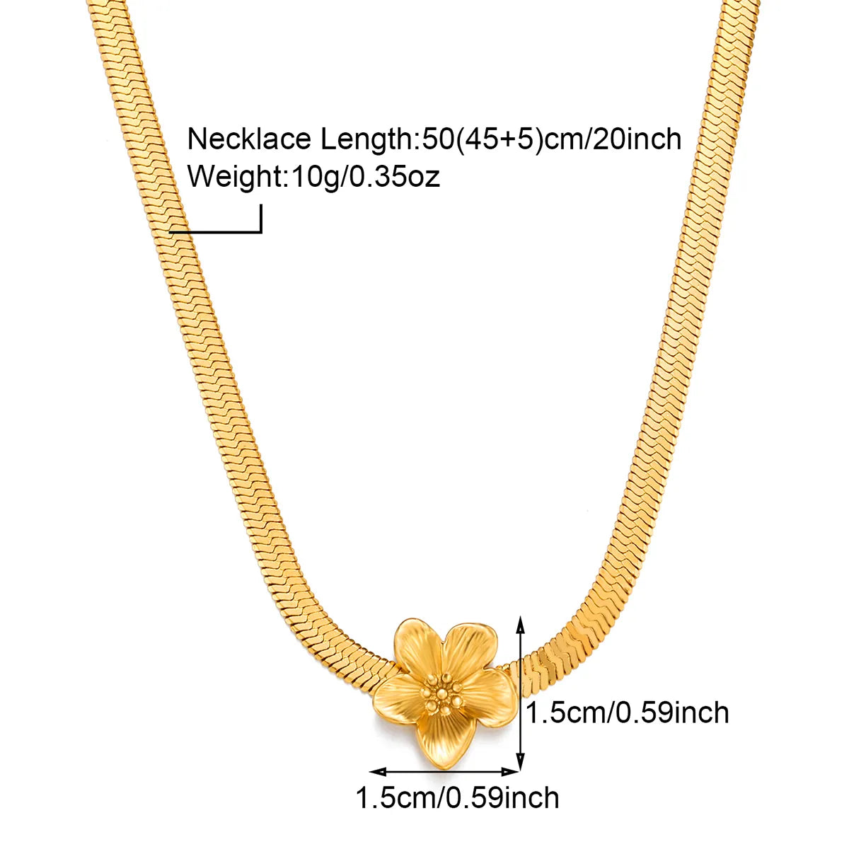 Wholesale Jewelry Elegant Flower 304 Stainless Steel 18K Gold Plated Necklace