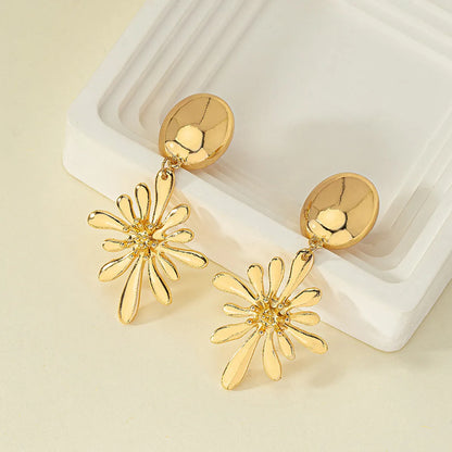 Wholesale Jewelry Elegant Flower Metal Plating Drop Earrings