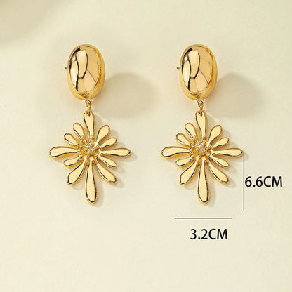 Wholesale Jewelry Elegant Flower Metal Plating Drop Earrings