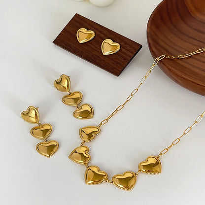 Wholesale Jewelry Elegant French Style Streetwear Heart Shape 316 Stainless Steel  18K Gold Plated Irregular Pendant Necklace