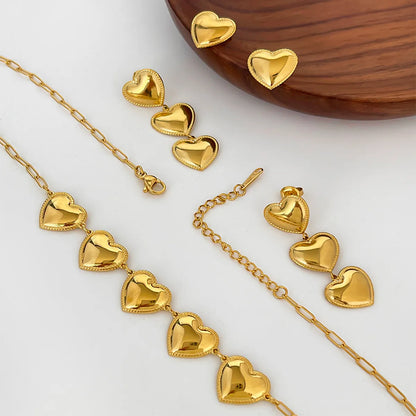 Wholesale Jewelry Elegant French Style Streetwear Heart Shape 316 Stainless Steel  18K Gold Plated Irregular Pendant Necklace