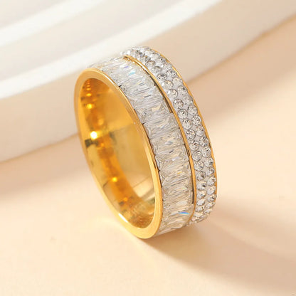 Wholesale Jewelry Elegant Geometric Solid Color Titanium Steel Rings