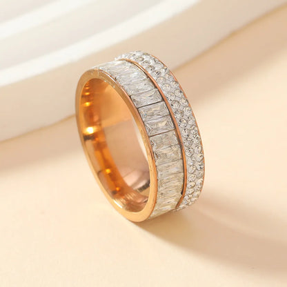 Wholesale Jewelry Elegant Geometric Solid Color Titanium Steel Rings