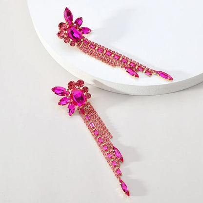 Wholesale Jewelry Elegant Glam Luxurious Butterfly Copper Alloy Glass Inlay Dangling Earrings