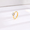 Wholesale Jewelry Elegant Glam Luxurious Round Titanium Steel Zircon 18K Gold Plated Round Rings