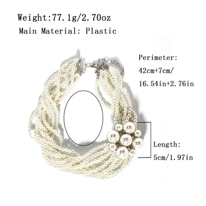 Wholesale Jewelry Elegant Glam Round Imitation Pearl Silver Plated Beaded Plating Necklace