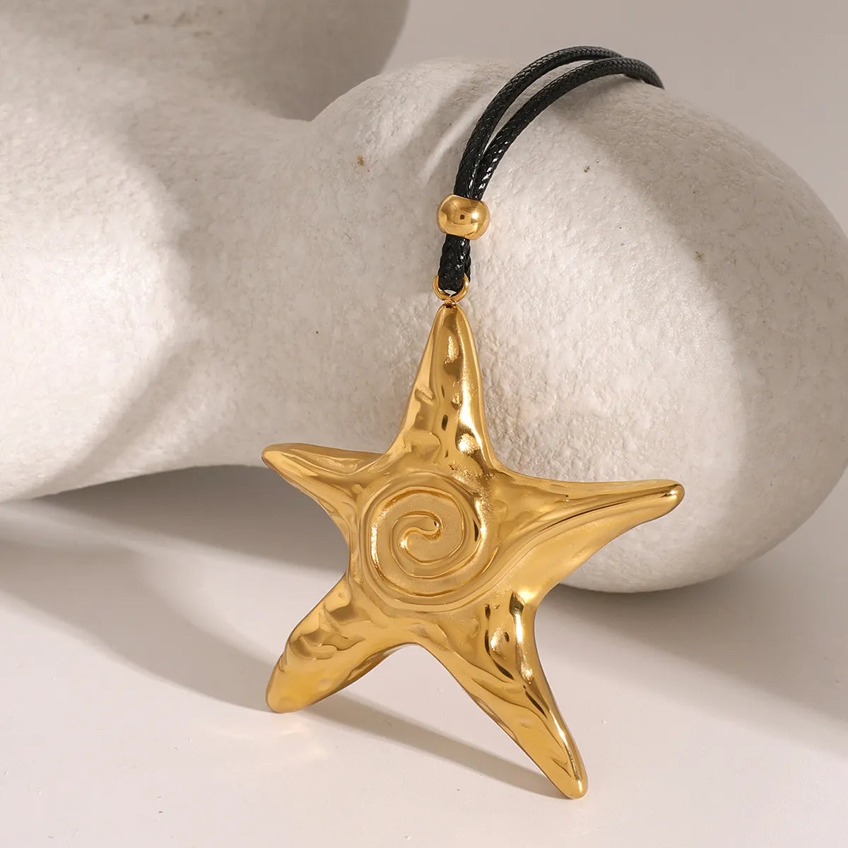 Wholesale Jewelry Elegant Hawaiian Starfish 304 Stainless Steel Wax Rope Pendant Necklace