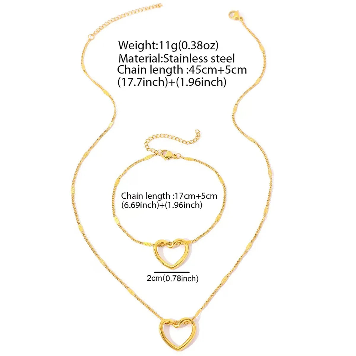 Wholesale Jewelry Elegant Heart Shape 304 Stainless Steel 18K Gold Plated Hollow Out Pendant Necklace