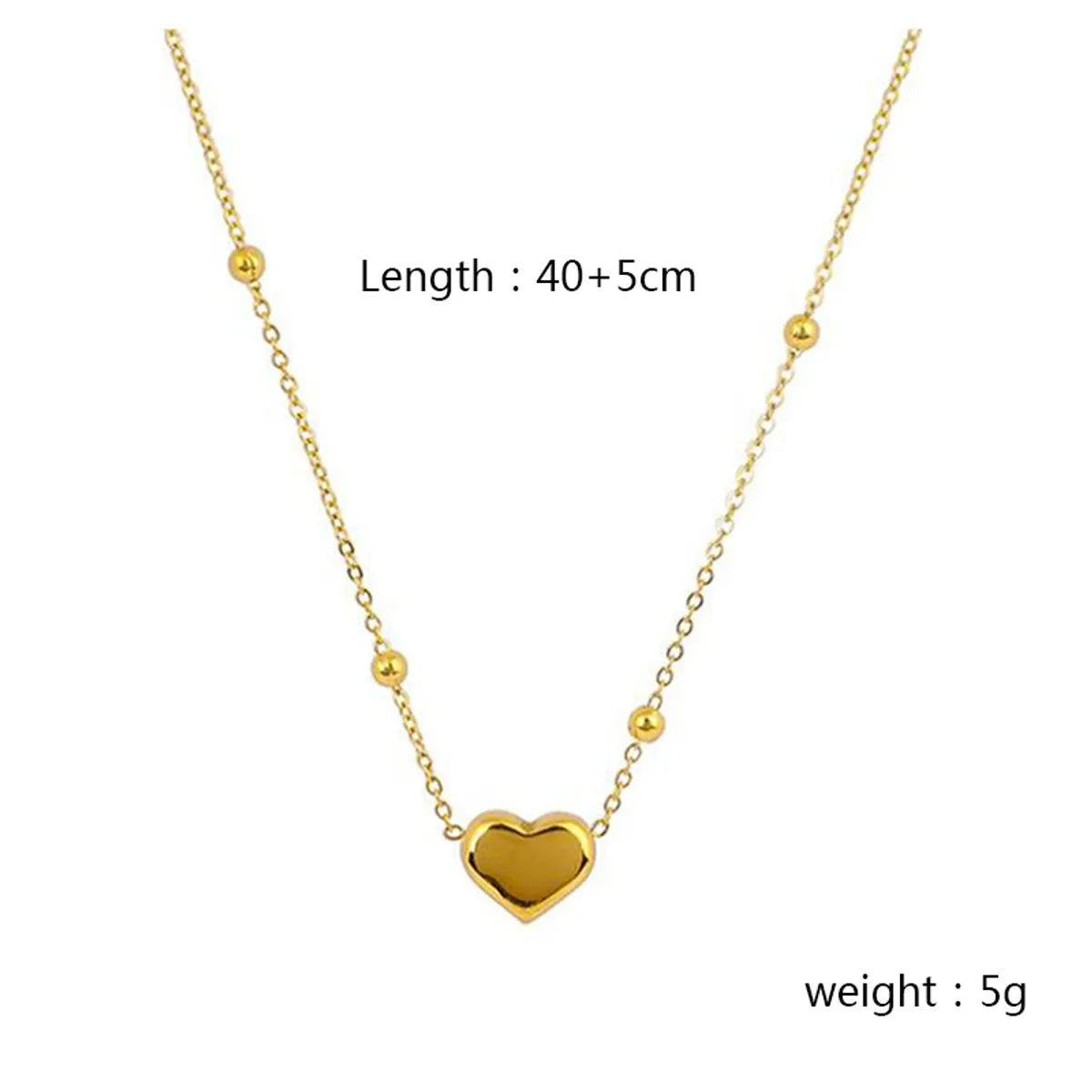 Wholesale Jewelry Elegant Heart Shape 304 Stainless Steel Gold Plated Pendant Necklace