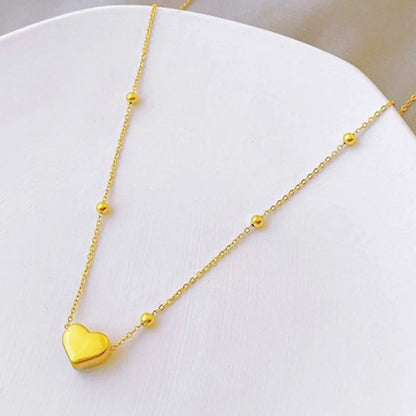 Wholesale Jewelry Elegant Heart Shape 304 Stainless Steel Gold Plated Pendant Necklace