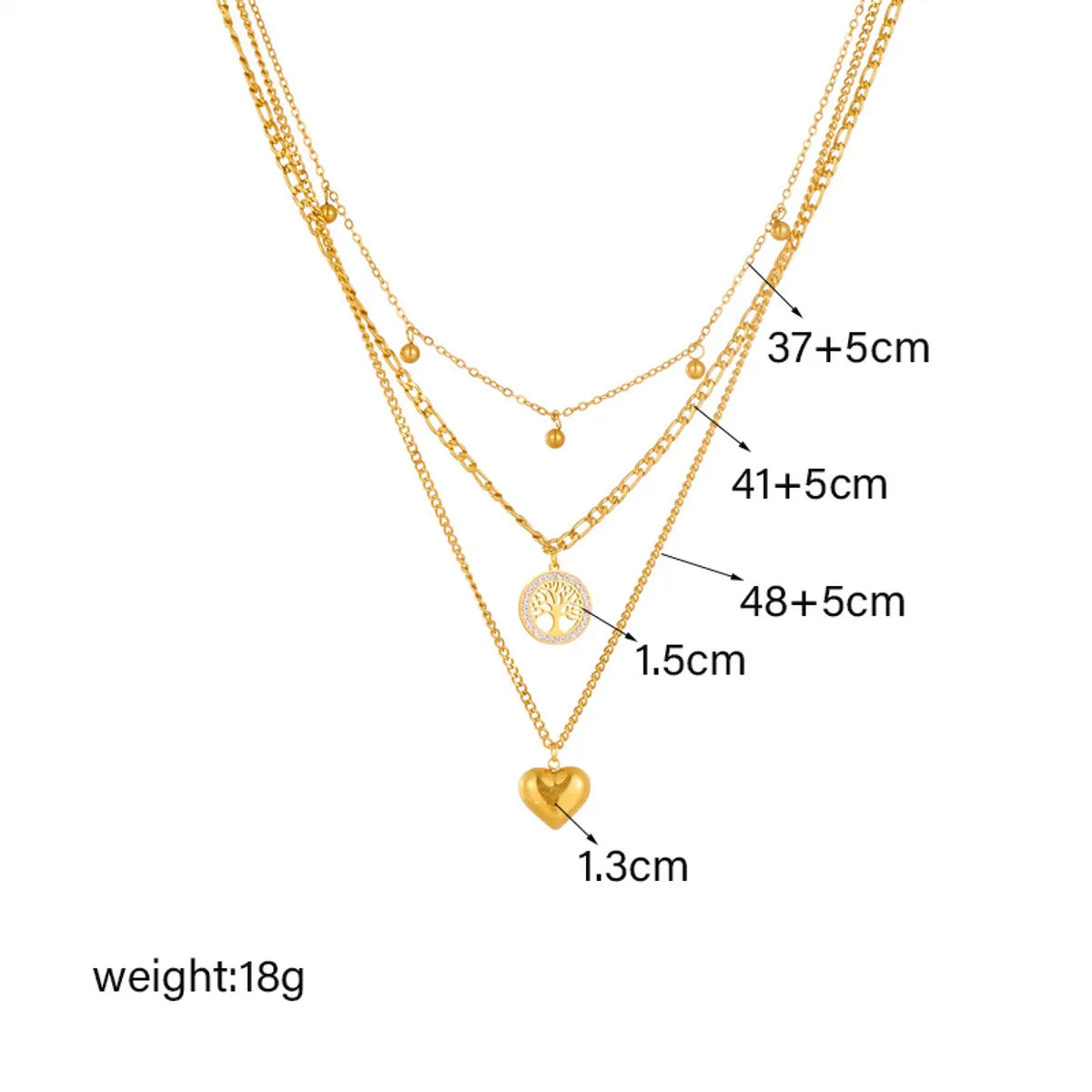 Wholesale Jewelry Elegant Heart Shape Life Tree Titanium Steel Chain Pendant Necklace