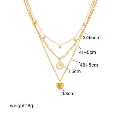 Wholesale Jewelry Elegant Heart Shape Life Tree Titanium Steel Chain Pendant Necklace