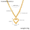 Wholesale Jewelry Elegant Heart Shape Rose 304 Stainless Steel 18K Gold Plated Chain Hollow Out Pendant Necklace