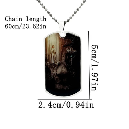 Wholesale Jewelry Elegant Hip-Hop Artistic Human Cross Lion 304 Stainless Steel Polishing Pendant Necklace