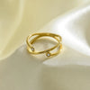 Wholesale Jewelry Elegant Irregular 304 Stainless Steel Rhinestones 14K Gold Plated Plating Inlay Rings