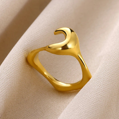 Wholesale Jewelry Elegant Irregular Solid Color 304 Stainless Steel Open Rings