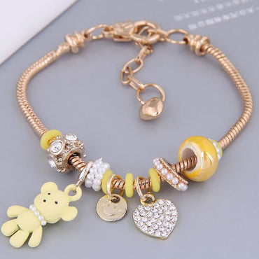 Elegant Lady Bear Heart Shape Alloy Plating Inlay Zircon Women'S Bangle