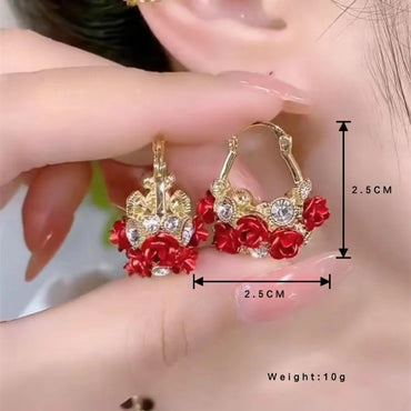 Wholesale Jewelry Elegant Lady Flower Alloy Titanium Alloy Aluminium Alloy Rhinestones Inlay Earrings