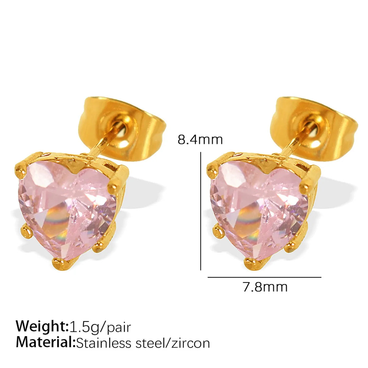 Wholesale Jewelry Elegant Lady Simple Style Heart Shape Titanium Steel Zircon Plating Jewelry Set