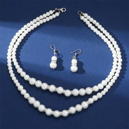 Wholesale Jewelry Elegant Lady Solid Color Imitation Pearl Bracelets Earrings Necklace